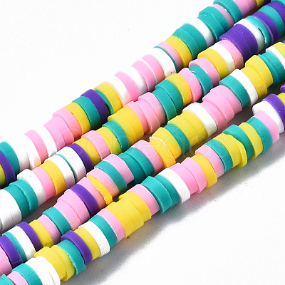 Handmade Polymer Clay Beads Strands CLAY-R089-4mm-107-1