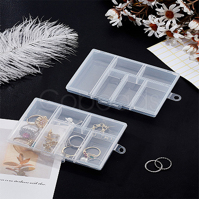 2Pcs Rectangle Polypropylene(PP) Bead Storage Container CON-LP0001-32-1