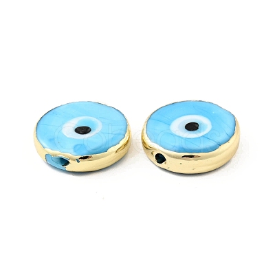 Rack Plating Handmade Evil Eye Lampwork Beads KK-F838-02F-G-1