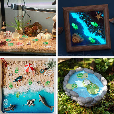 12Pcs Luminous Translucent Resin Sea Animal Cabochons RESI-TA0004-56E-1