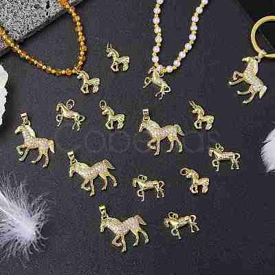 5Pcs Brass Micro Pave Clear Cubic Zirconia Pendants ZIRC-SZ0005-80-1