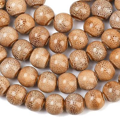 Handmade Fancy Antique Glazed Porcelain Ceramic Round Beads Strands PORC-L019-13mm-06-1