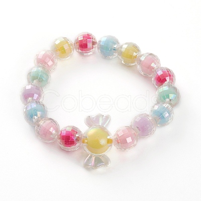 Transparent Acrylic Beads Stretch Bracelets for Kids BJEW-JB05862-1