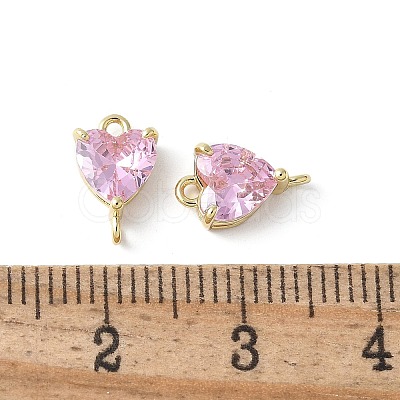 Brass Pave Cubic Zirconia Connector Charms KK-F892-53G-10-1