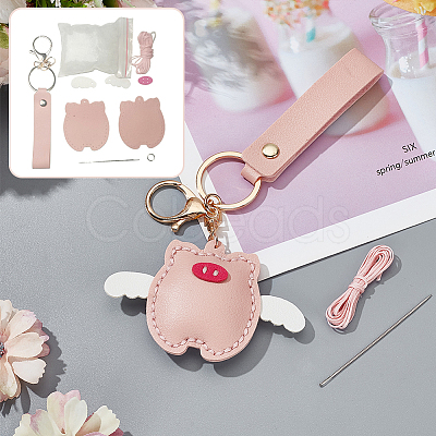 DIY Imitation Leather Flying Pig Pendant Keychain Sewing Kits DIY-WH0530-96-1