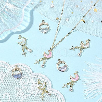 2Pcs 2 Styles Alloy Glass Pendants FIND-YW0010-32A-1