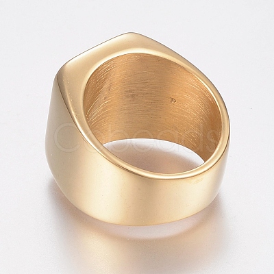 304 Stainless Steel Signet Band Rings for Men RJEW-G091-16-19mm-G-1