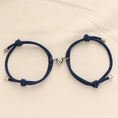 Alloy Heart-shaped Magnetic Braided Rope Bracelets for Couple Girlfriends WG59636-04-1