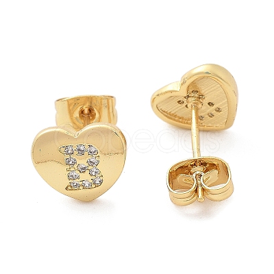 Rack Plating Brass Micro Pave Clear Cubic Zirconia Stud Earrings EJEW-K299-01G-B-1