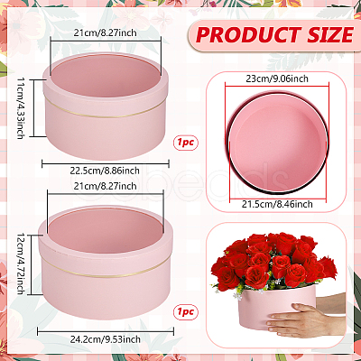 2Pcs 2 Sizes Flat Round Cardboard Paper Flower Organizer Package Boxes CON-BC0007-79C-1
