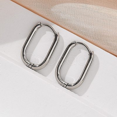 Non-Tarnish 304 Stainless Steel Oval Hoop Earrings X-EJEW-M218-02A-P-1