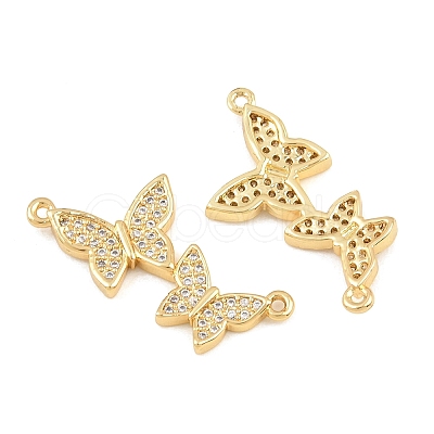 Brass Micro Pave Clear Cubic Zirconia Connector Charms CU-CBA908F-04G-02-1
