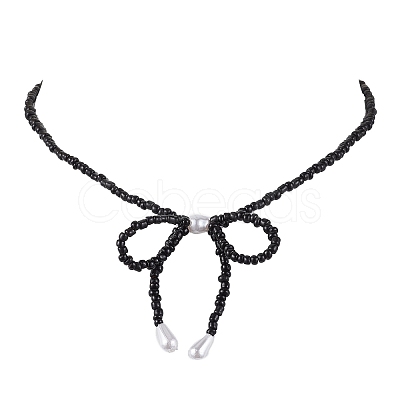 Bowknot 304 Stainless Steel Necklaces NJEW-JN04670-1