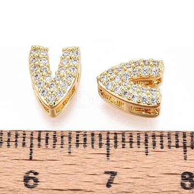 Brass Micro Pave Clear Cubic Zirconia Beads KK-T071-17G-V-1