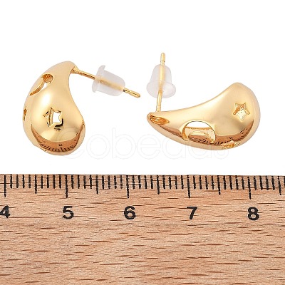 Brass Teardrop Stud Earrings EJEW-K286-08G-1