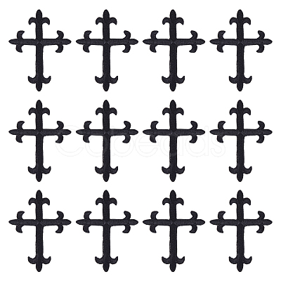 Cross Fleury Polyester Embroidery Iron on Applique Patch PATC-WH0005-44A-1