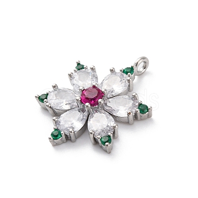 Rack Plating Brass with Cubic Zirconia Pendants KK-Q010-11P-1