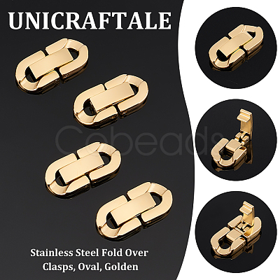 Unicraftale 4Pcs 304 Stainless Steel Fold Over Clasps STAS-UN0055-31-1