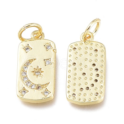 Brass Micro Pave Clear Cubic Zirconia Charms ZIRC-L076-054G-1