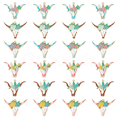 24Pcs 6 Styles Alloy Enamel Pendants ENAM-TA0002-51-1