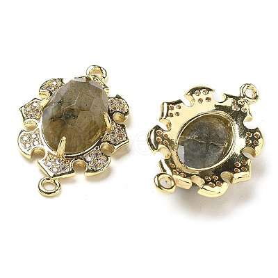Natural Labradorite Faceted Oval Connector Charms G-G181-06G-07-1
