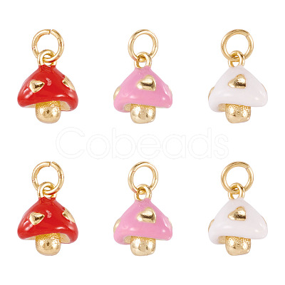 6Pcs 3 Colors Brass Enamel Charms KK-TA0002-64-1