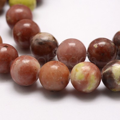 Natural Plum Blossom Jasper Beads Strands X-G-A163-02-8mm-1
