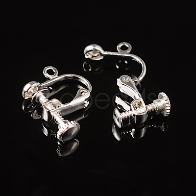 Brass Clip-on Earring Findingsfor non-pierced Ears X-EC143-S-1