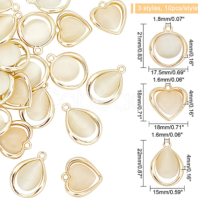 30Pcs 3 Style Light Gold Alloy Pendants FIND-CA0002-92-1