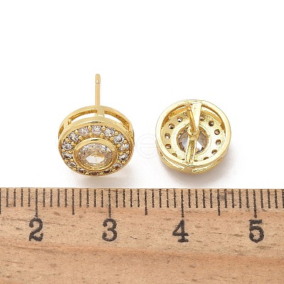 Brass Micro Pave Clear Cubic Zirconia Stud Earrings EJEW-Q015-10G-1