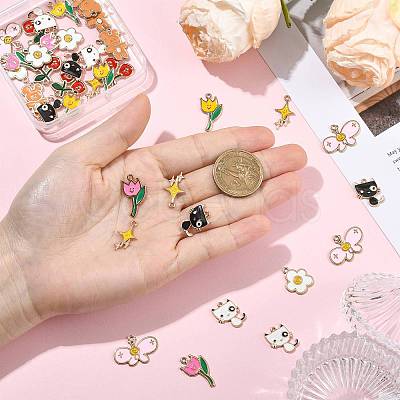 36Pcs 9 Styles Alloy Enamel Pendants ENAM-FS0004-31-1