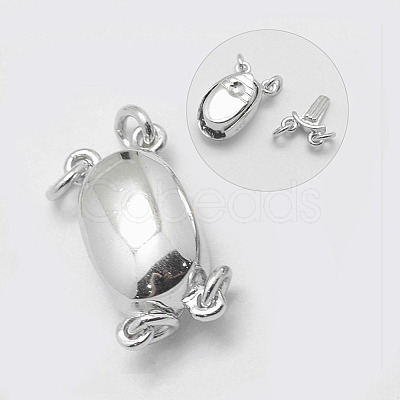 Anti-Tarnish Rhodium Plated 925 Sterling Silver Box Clasps STER-E056-075P-1