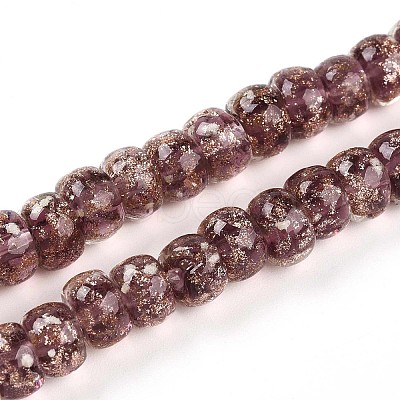 Luminous Handmade Gold Foil Glass Beads Strands FOIL-N029-02A-02-1