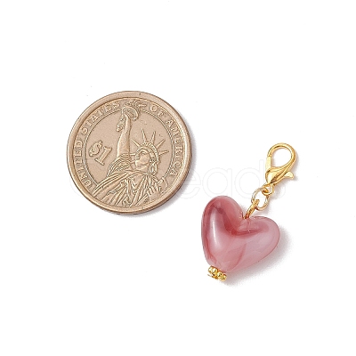 Acrylic Heart Pendant Docorations HJEW-JM03705-1