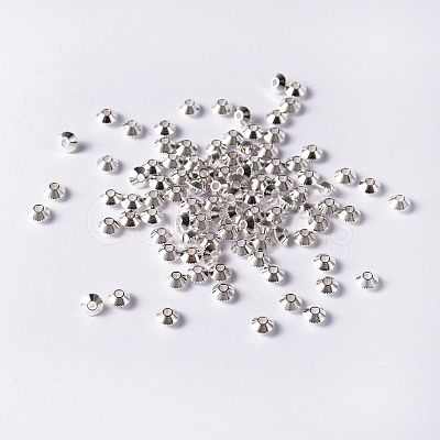 Silver Color Plated Brass Bicone Spacer Beads X-KK-EC008-S-NF-1