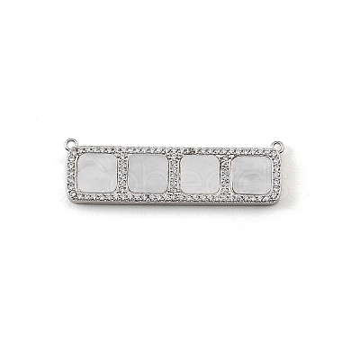 Brass Micro Pave Clear Cubic Zirconia Connector Charms CU-CBA30E8-01P-B02-1