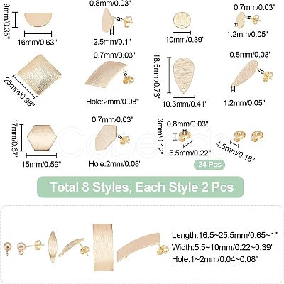 Mixed Shapes Brass Stud Earring Findings KK-FH0003-75-1