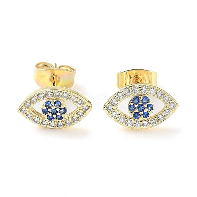 Brass Micro Pave Cubic Zirconia Stud Earrings EJEW-P247-02G-1