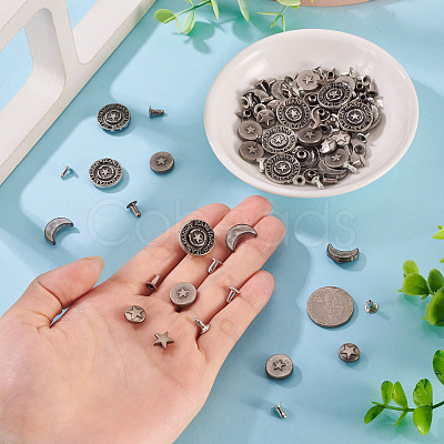 50Pcs 5 Styles Alloy River Studs FIND-TA0009-59-1