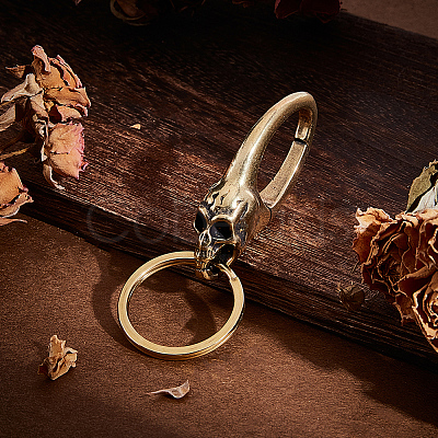 Skull Brass Lobster Claw Clasps KK-WH20002-20A-1