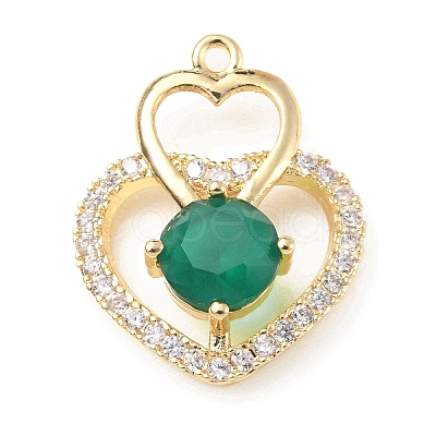 Brass with K9 Glass & Rhinestone Pendants KK-C024-11KCG-01-1