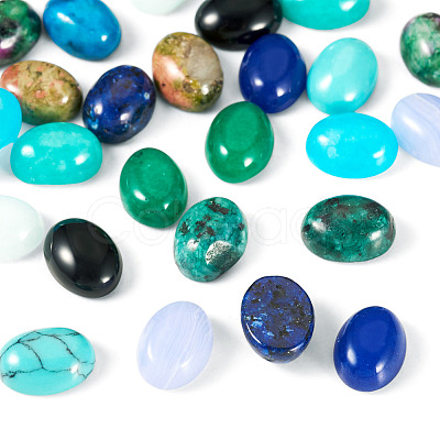 26Pcs 13 Styles Synthetic Blue Lace Agate & Black Stone & Natural White Jade & Amazonite & Unakite Cabochons G-TA0003-28B-1