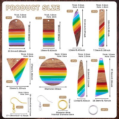 Resin & Walnut Pendants DIY Dangle Earrings Making Kits DIY-TA0011-03A-1