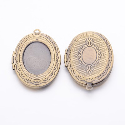 Romantic Valentines Day Ideas for Him with Your Photo Brass Locket Pendants X-ECF133-3AB-1