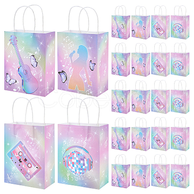 24Pcs 2 Styles Rainbow Color Musical Paper Packing Tote Bags ABAG-PH0001-83-1