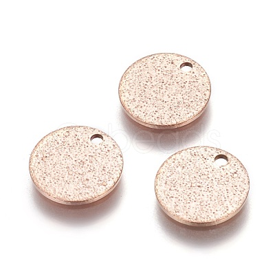 Ion Plating(IP) 304 Stainless Steel Textured Pendants STAS-I098-01-10mm-RG-1