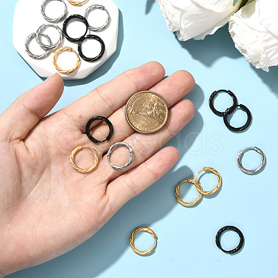 18Pcs 3 Colors 303 Stainless Steel Twist Hoop Earrings for Women EJEW-SC0001-81B-1