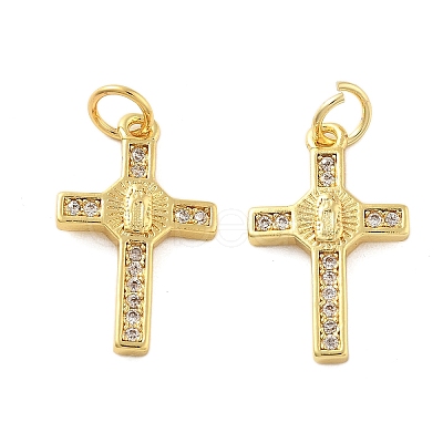 Brass Micro Pave Cubic Zirconia Pendants KK-C092-21F-G-1