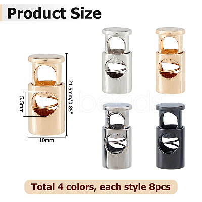 32Pcs 4 Colors Alloy Spring Cord Locks FIND-HS0002-31-1