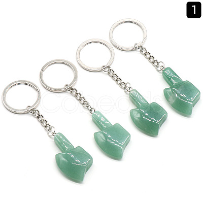 Green Aventurine with Metal Mini Axe Keychain PW-WG4971C-01-1